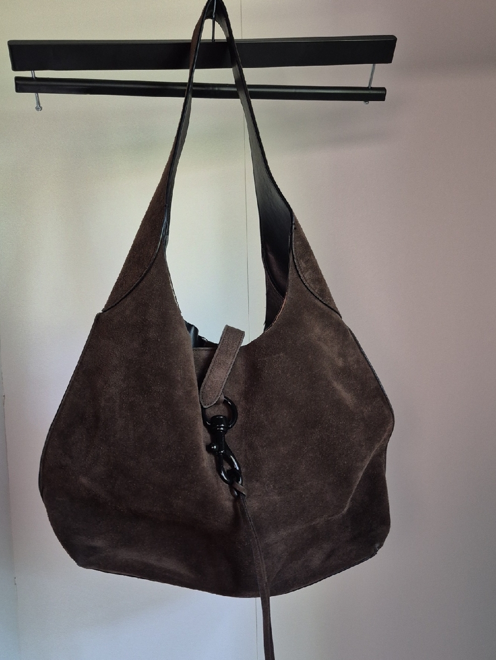 Rebecca Minkoff Suede Hobo Shoulder Bag in Dark Brown